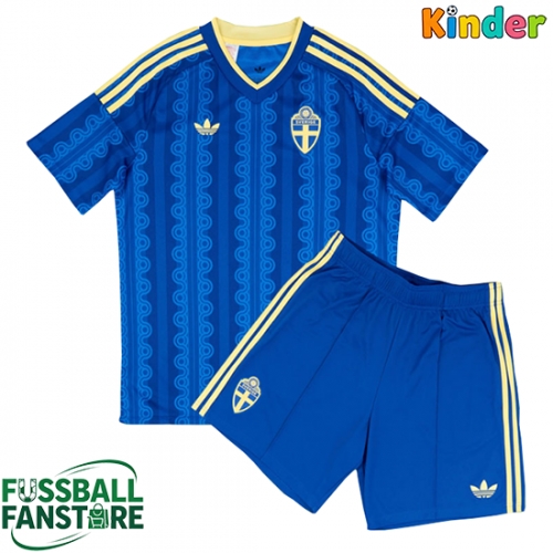 Schweden Replik Auswärtstrikot Kinder WM 2026 Kurzarm (+ Kurze Hosen)